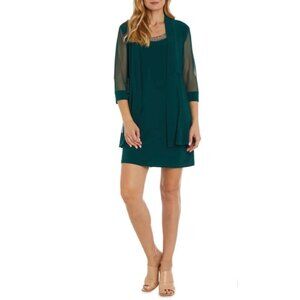 R & M Richards Jacket Dress 10P Pine Green Wedding Party Cruise NEW